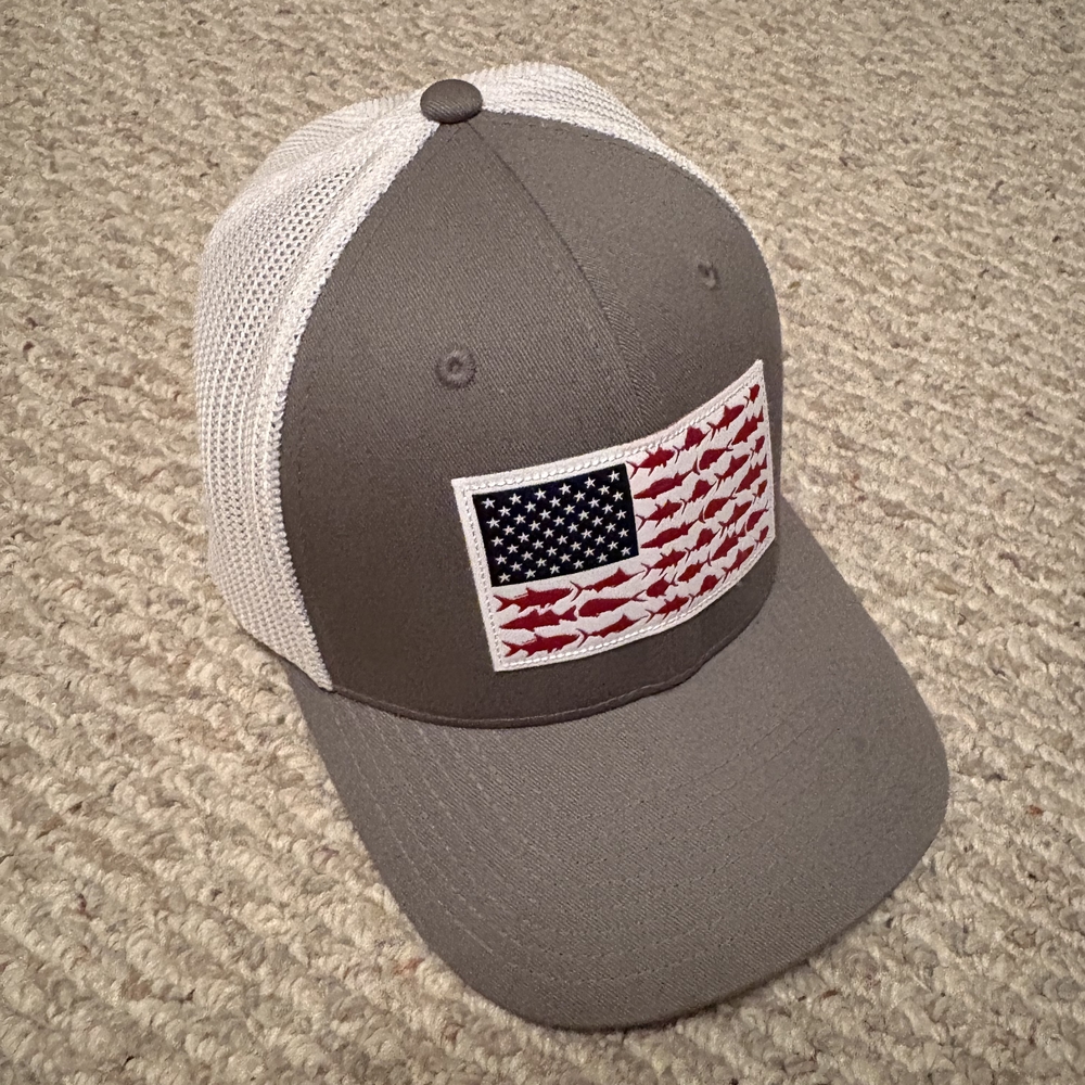TWO HATS!!  Columbia Gray and White Mesh Cap & Fox Racing Cap
